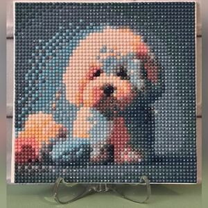 Hand Crafted Diamond Puppy Love Shelf Decor